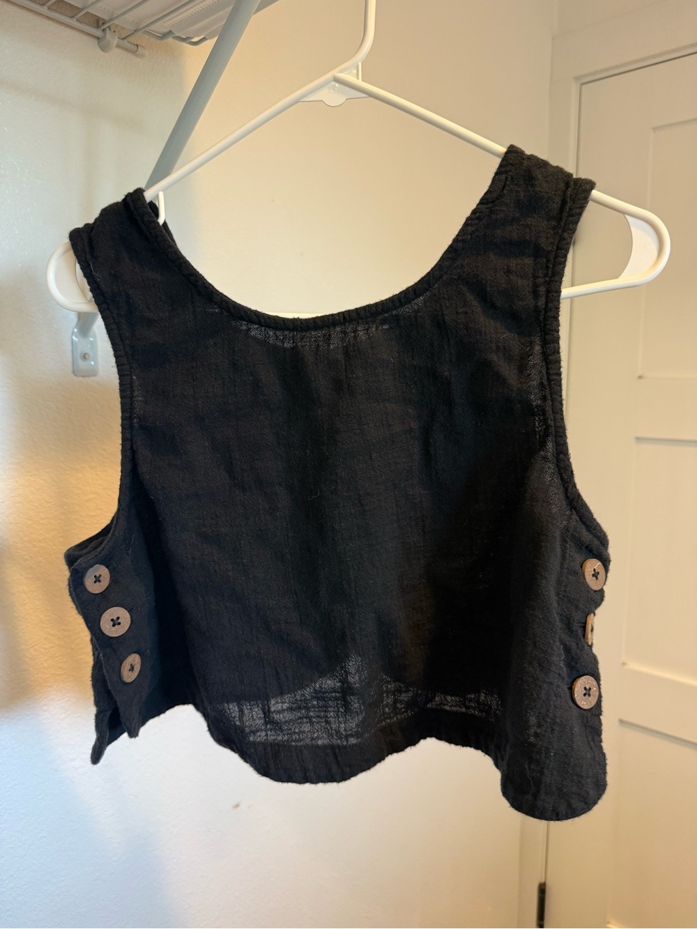 Rip Curl Black Sleeveless Crop Camisole with Side Buttons